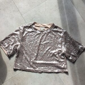 H&M Silver Sequin Crop Top